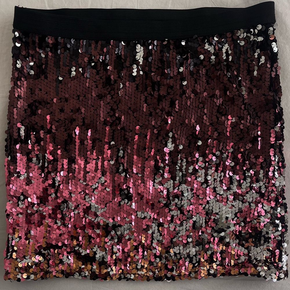 Bershka Sequin Mini Skirt - Pink and Black